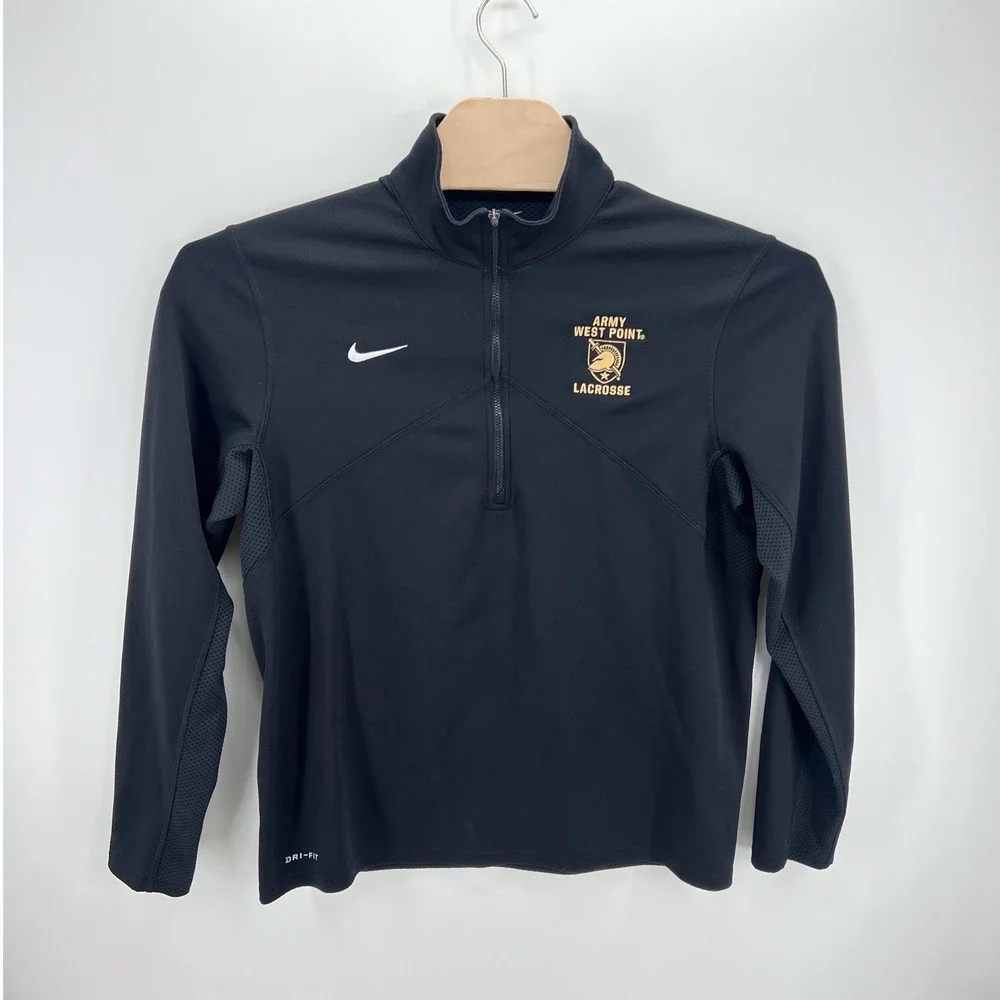 Nike West Point 1/4 Zip Pullover Mens Large Black Army Lacrosse Dri-FIT Atletics